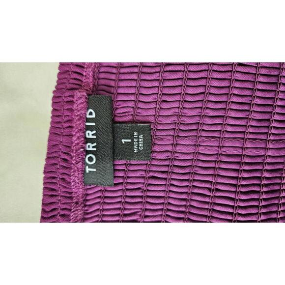 Torrid Women's Elegant Off-Shoulder Purple Cinched Chiffon Top Size 1 - Picture 3 of 6